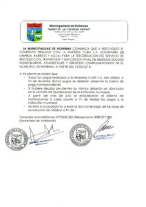 Comunicado  De La Municipalidad De Hohenau:
