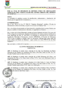 Se Informa A La Ciudadania Toda De La Ordenanza Que Establece El Sentido Unico De ...