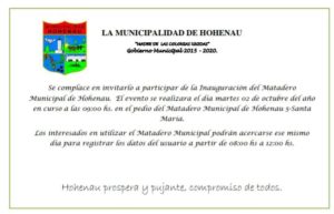 Invitacion A La Inauguración Del Matadero Hohenau 5 Santa María