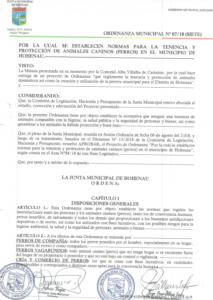 Ordenanza Municipal Por La Cual Se Regulan La Tenencia Y Protección De Animales Caninos (Perros) ...