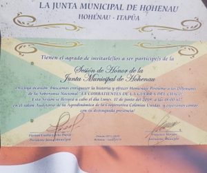 Se Invita A Participar De La Sesión De Honor De La Junta Municipal De Hohenau, ...